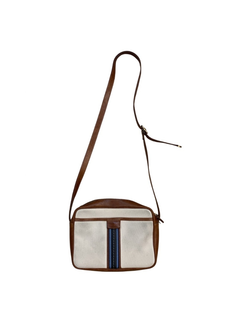 Madewell x Daryl K Leather Canvas Crossbody Bag Blue Brown Coastal Nautical